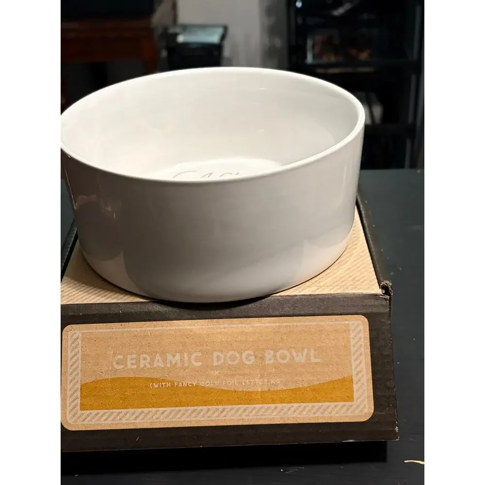 Brass Monkey After Dinner Drinks Ceramic Dog Bowl 40 oz Gold Foil NIB